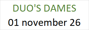 DUO Dames 01 november 2026